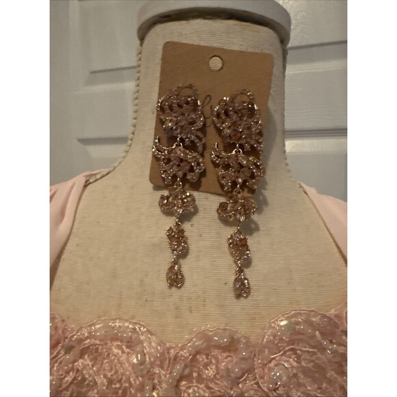 Light pink Formal Dress With Beading,  Sheer Jacket And Corset Back - Picture 3 of 4